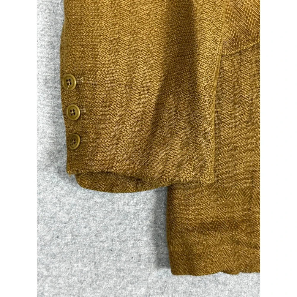 VTG Territory Ahead Linen Silk Blazer Mens Large Brown Herringbone Sport Coat